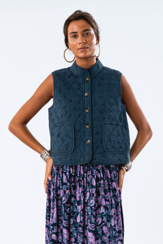 Lollys Laundry Cairo Vest - Dark Blue