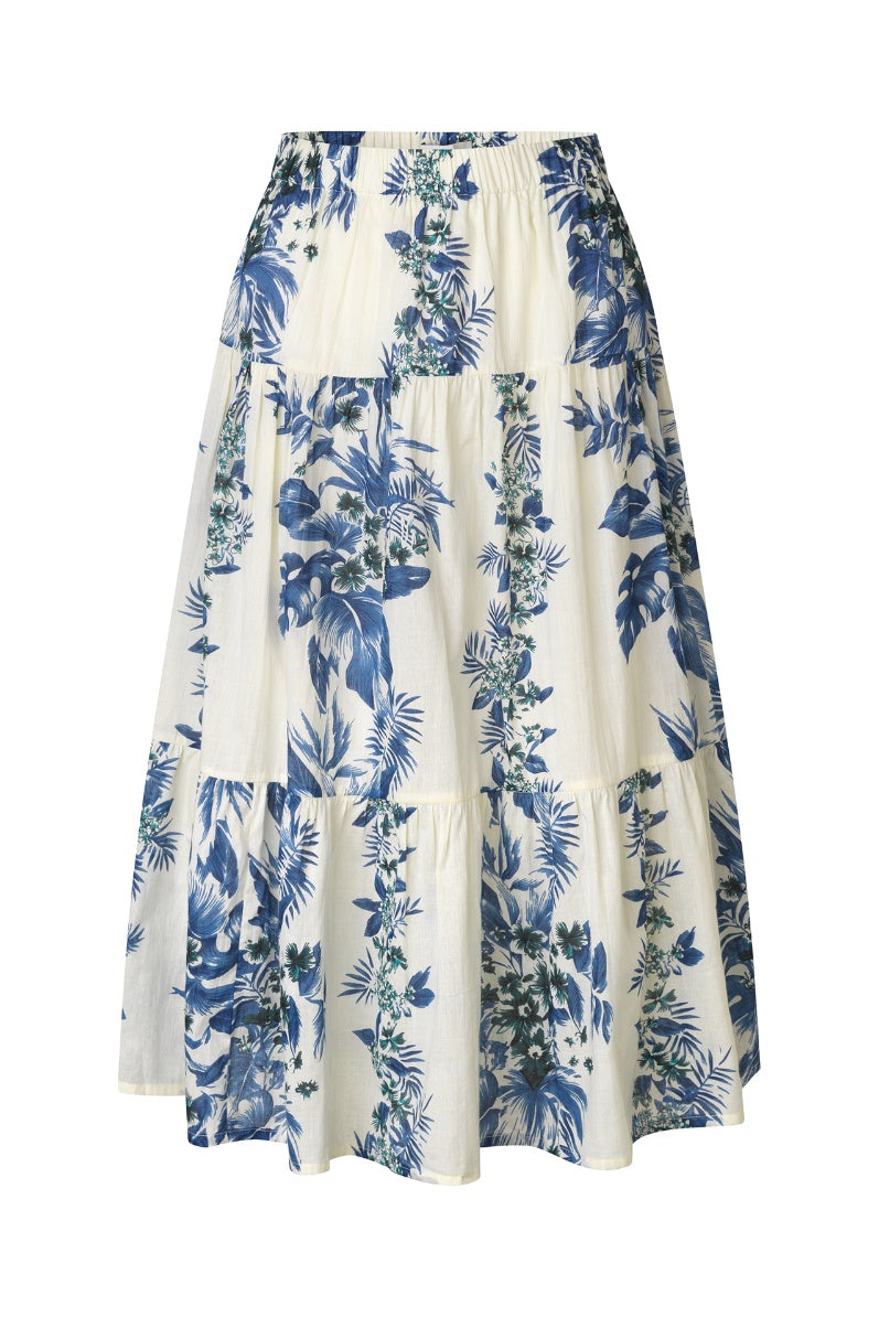 Lollys Laundry Morning Midi Skirt -Blue & Creme