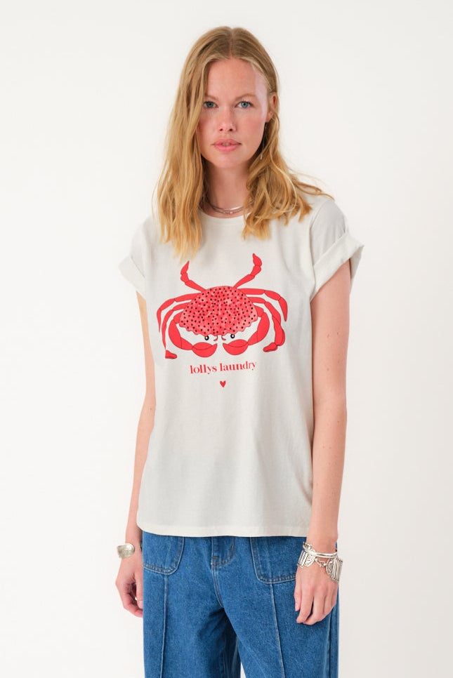 Lollys Laundry Roma Crab Tee  - White