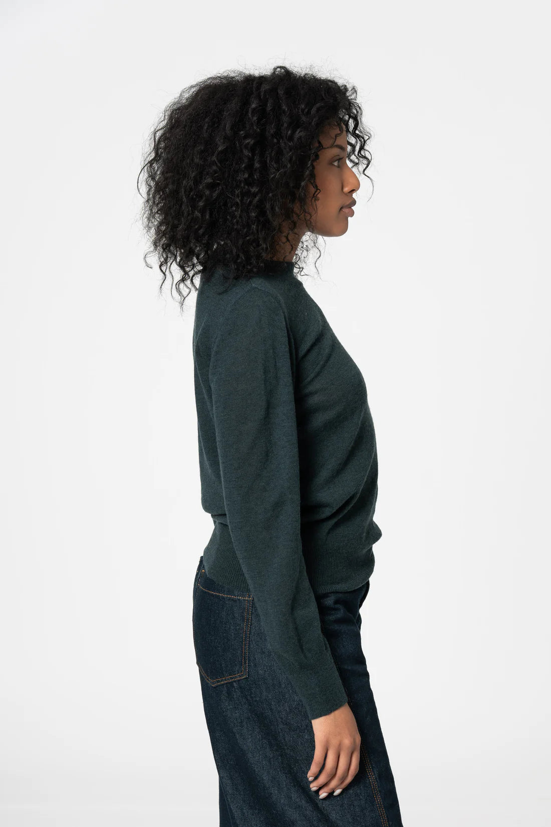 Dinadi Merino O-Neck Sweater - Peacock Green