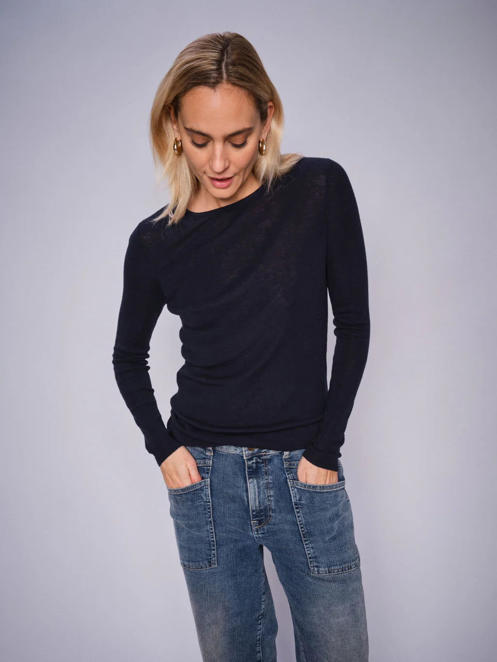 Mos Mosh Bouch O-Neck Knit - Salute Navy