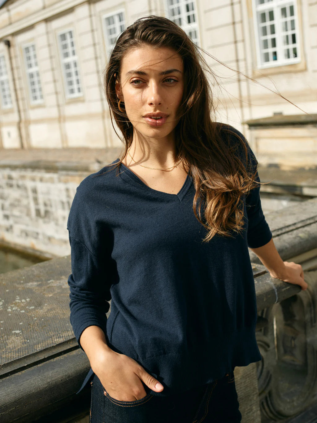 Mos Mosh Tani V-Neck Knit - Salute Navy