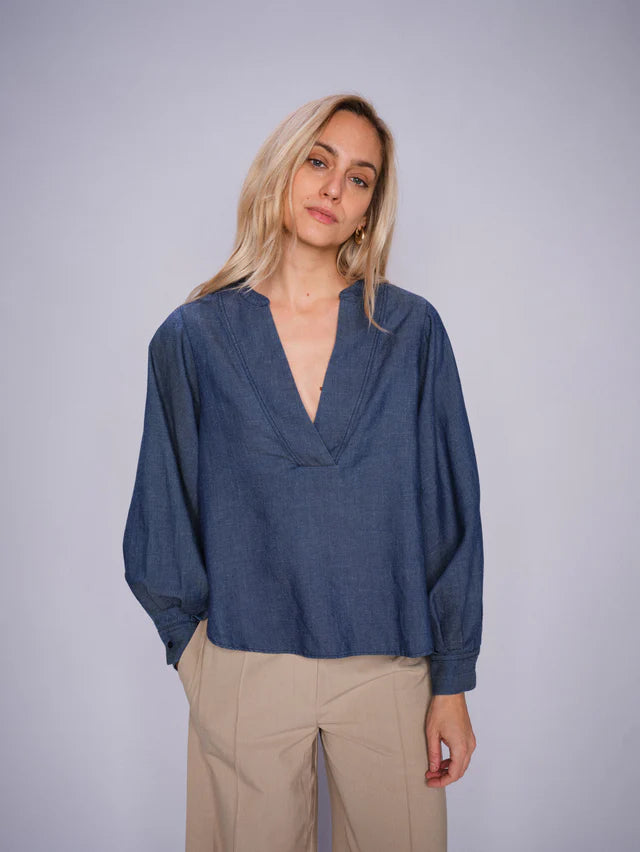 Mos Mosh Yen Denim Blouse - Dark Blue