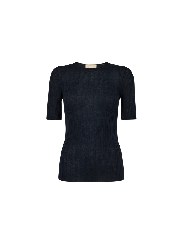 Mos Mosh Bouch Rib Short Sleeve Knit - Salute Navy wool