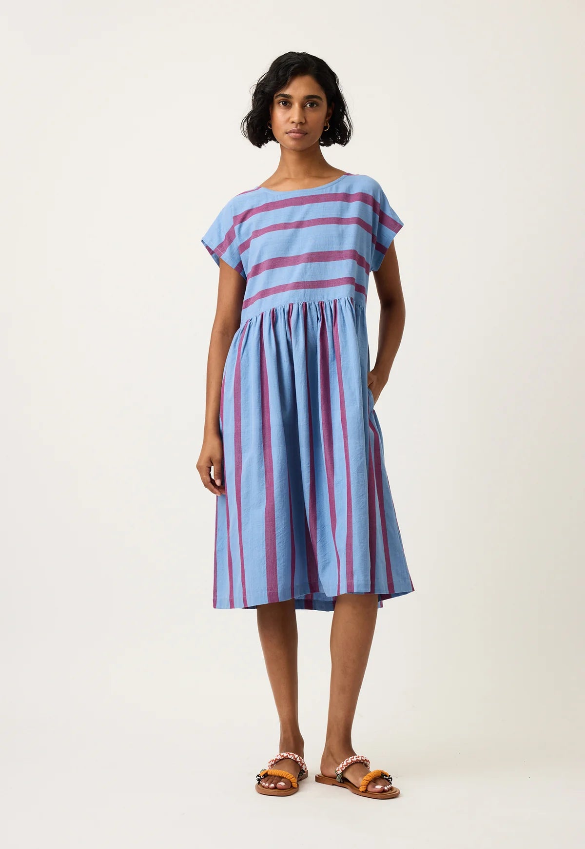 Nancybird Tathra Woven Dress - Raspberry Stripe
