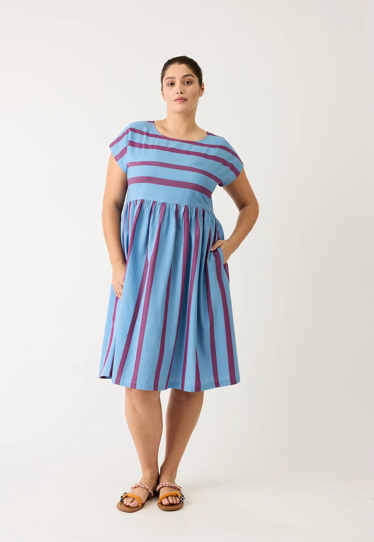 Nancybird Tathra Woven Dress - Raspberry Stripe