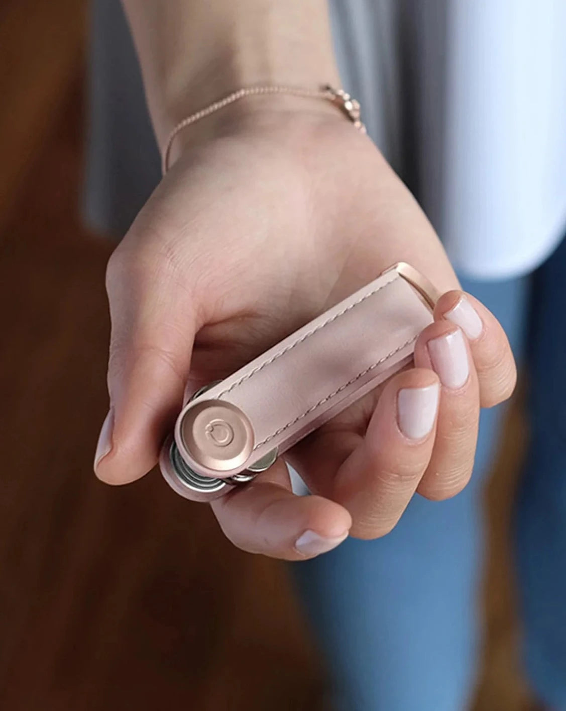 OrbitKey Key Organiser Leather - Blush/Blush