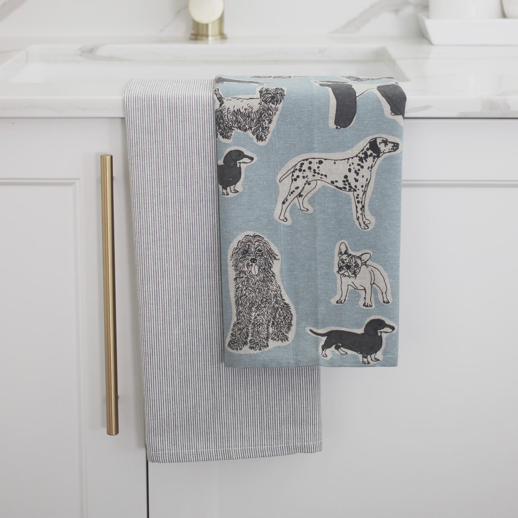 Raine & Humble Woof Tea Towel 2pk - Blue