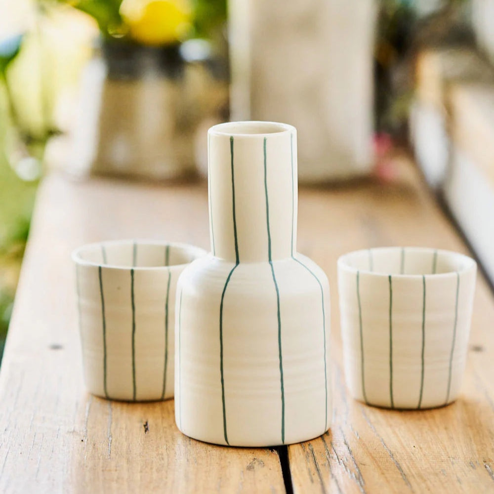 Robert Gordon Carafe and Cup Set - Green Stripe