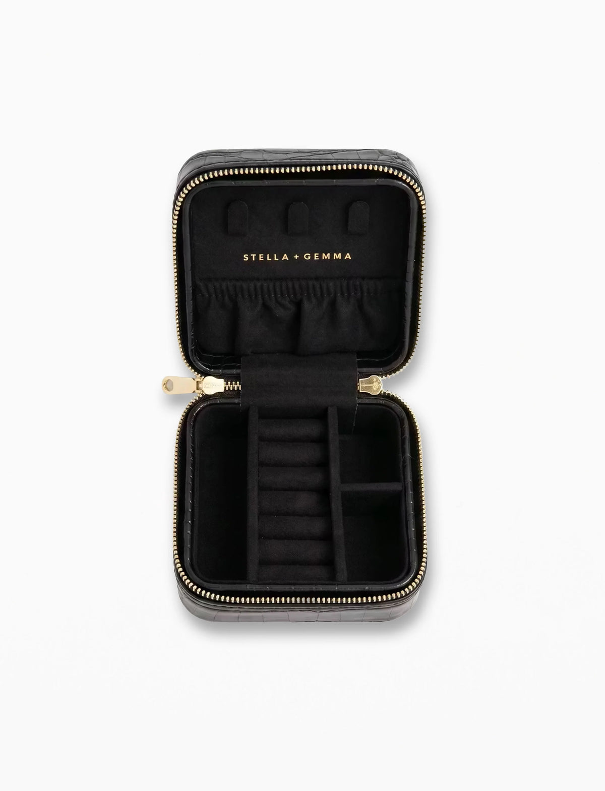 Stella & Gemma Jewel Box - Square Black Croc