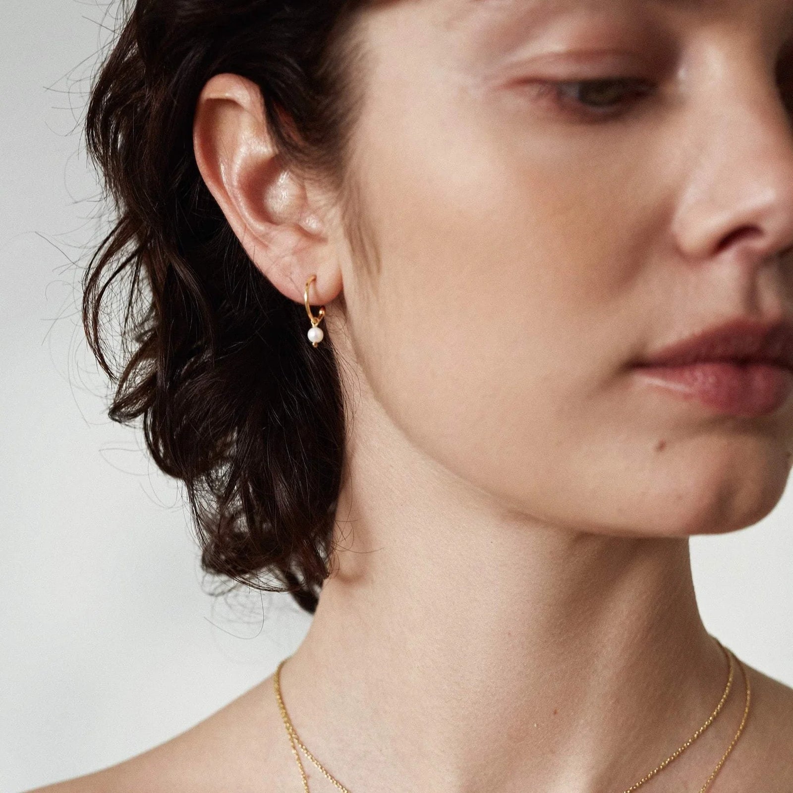 Silk & Steel Superfine Mini Pearl Hoops - Gold