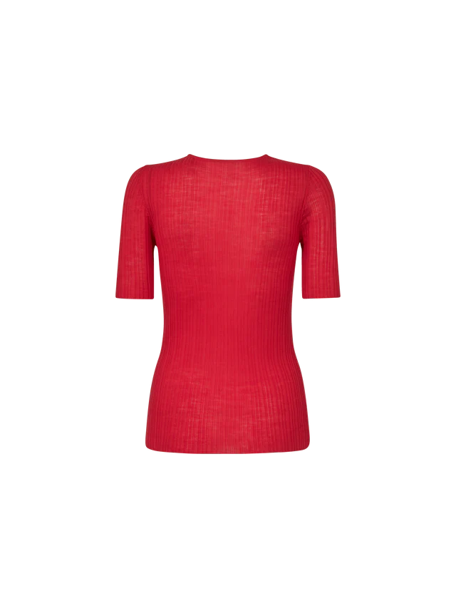 Mos Mosh Bouch Rib Short Sleeve Knit - Chinese Red