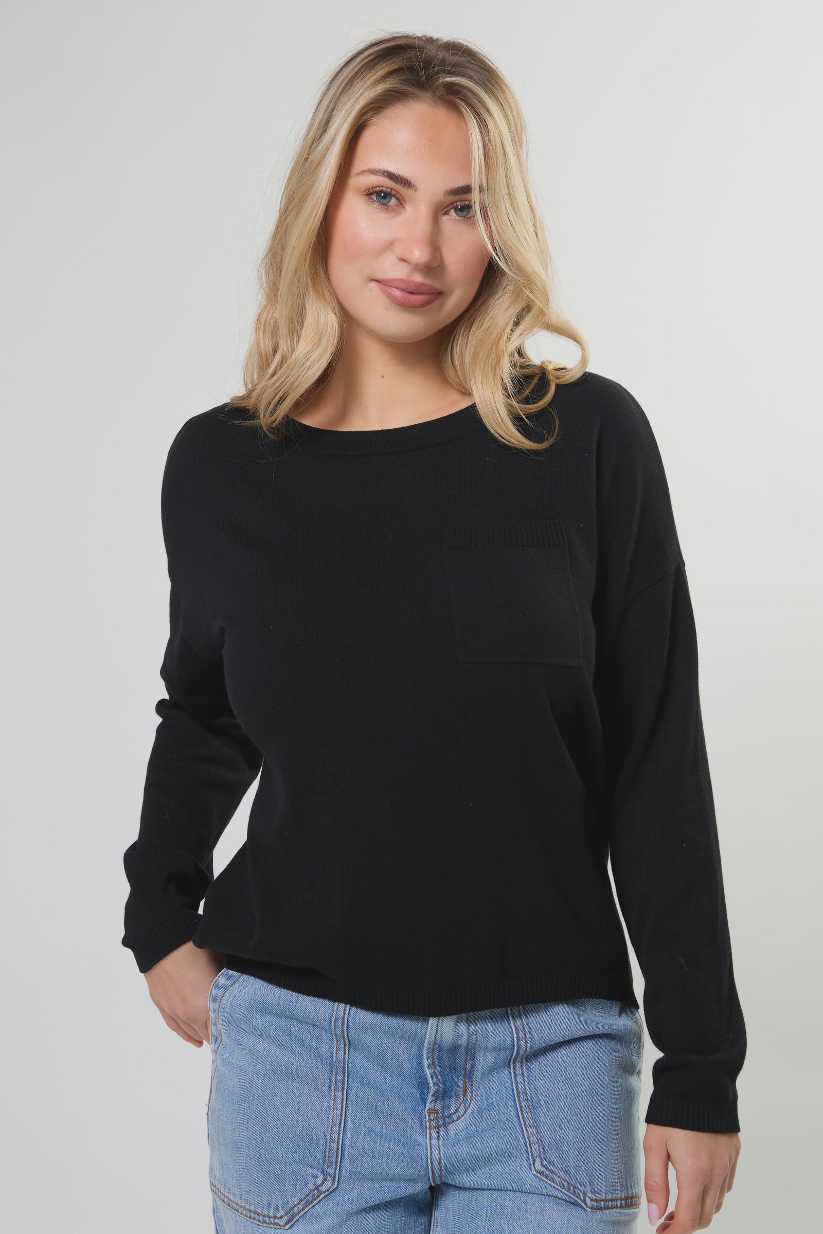Stella and Gemma Street Pocket Jumper - Black