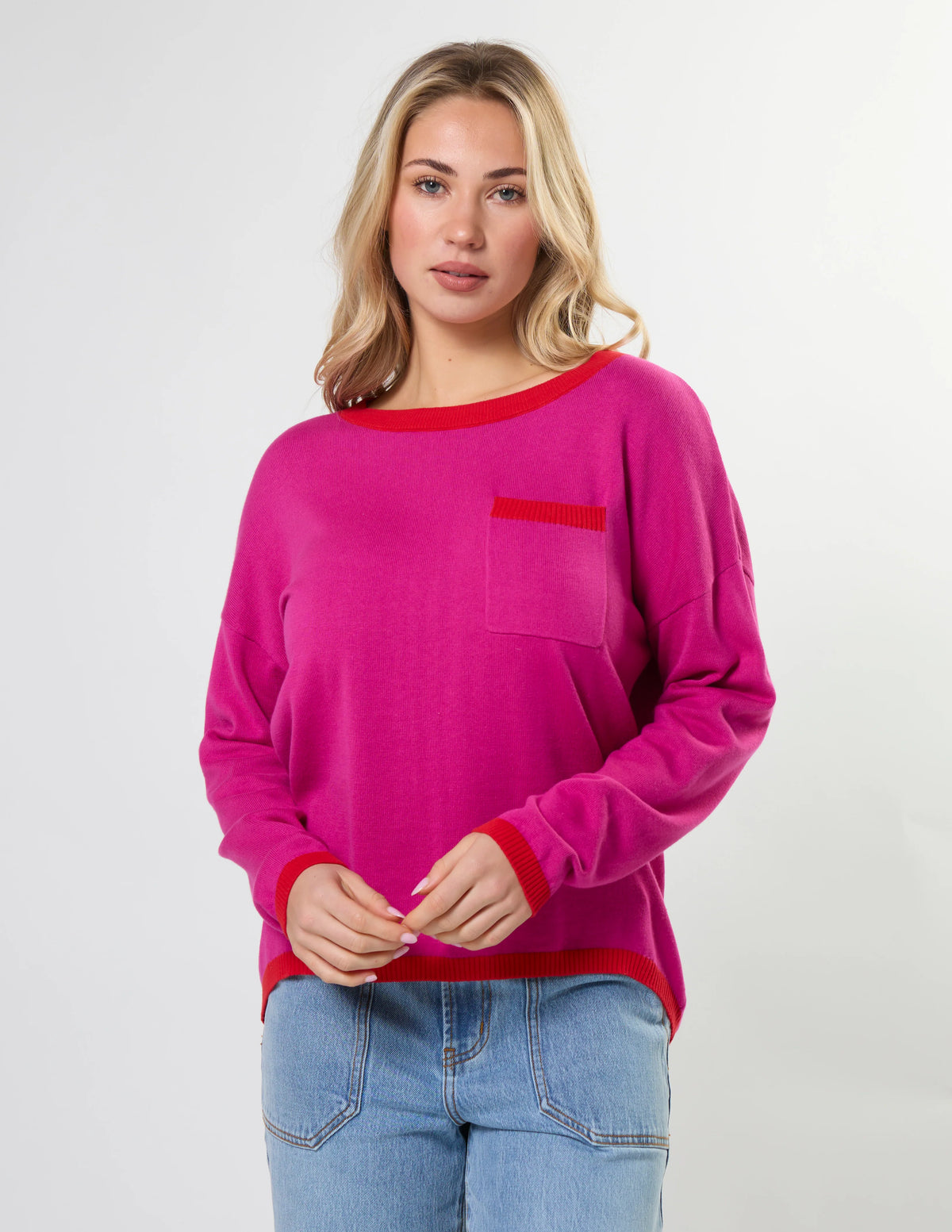 Stella and Gemma Street Pocket Jumper - Crimson Crush