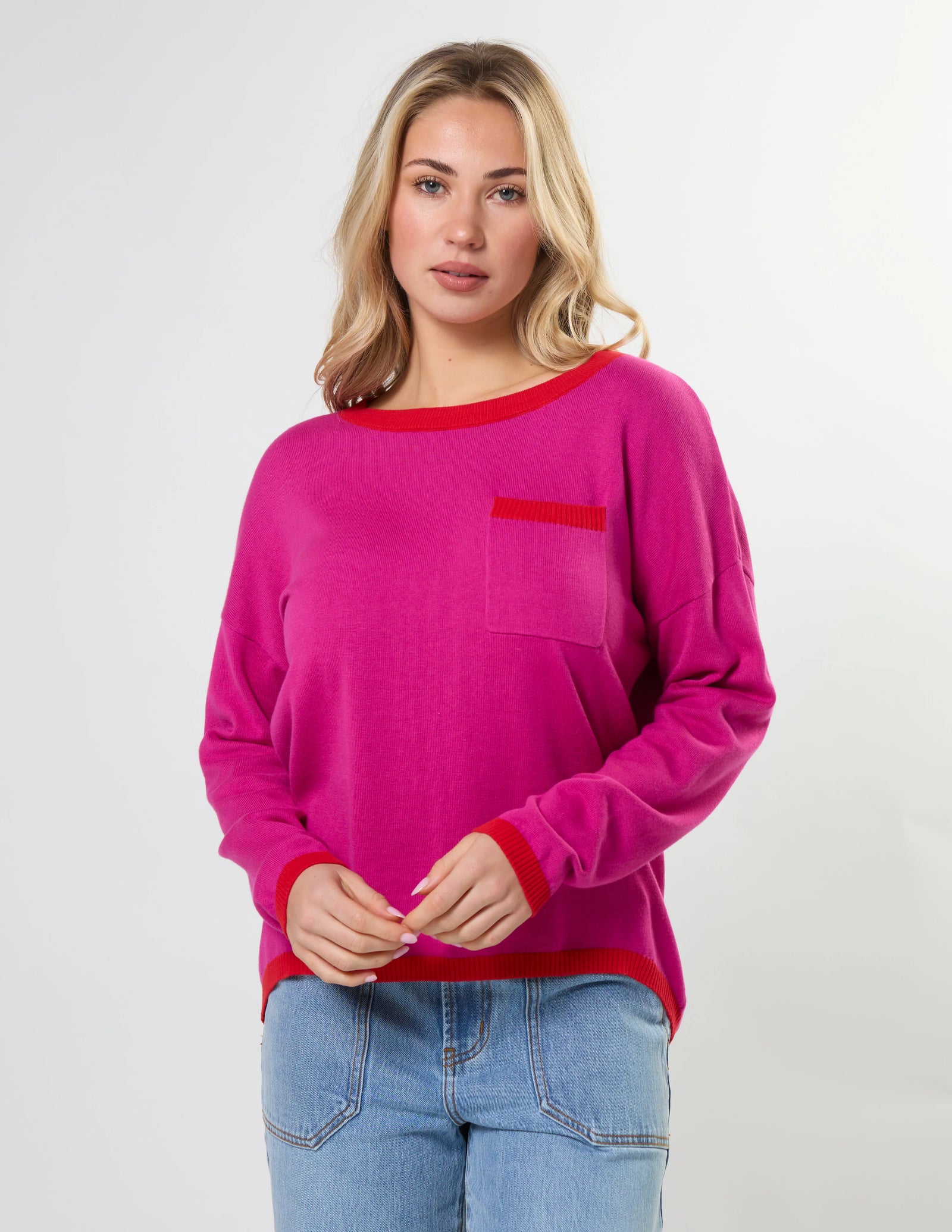 Stella and Gemma Street Pocket Jumper - Crimson Crush