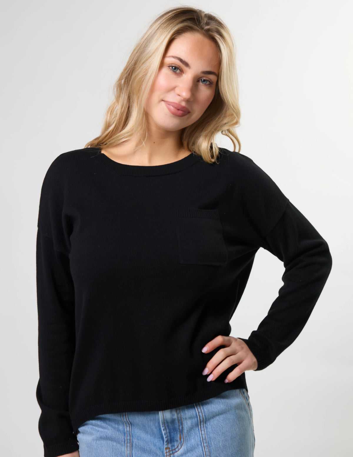 Stella and Gemma Street Pocket Jumper - Black