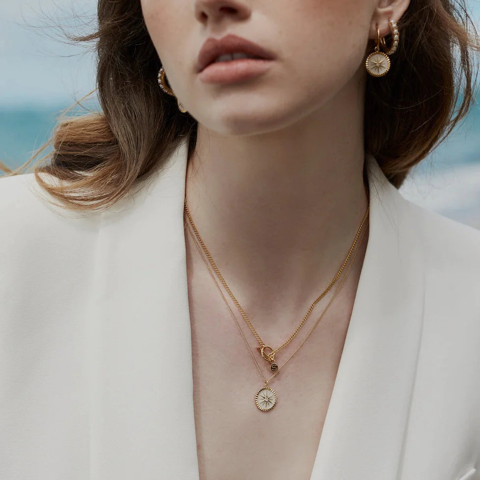 Silk & Steel Guiding Star Necklace - White Enamel/Silver
