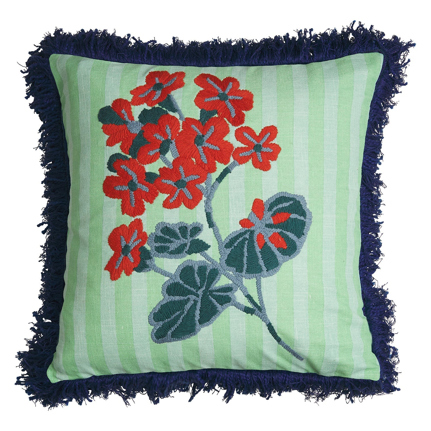 Sage and Clare Annette Embroidered Cushion - Jade