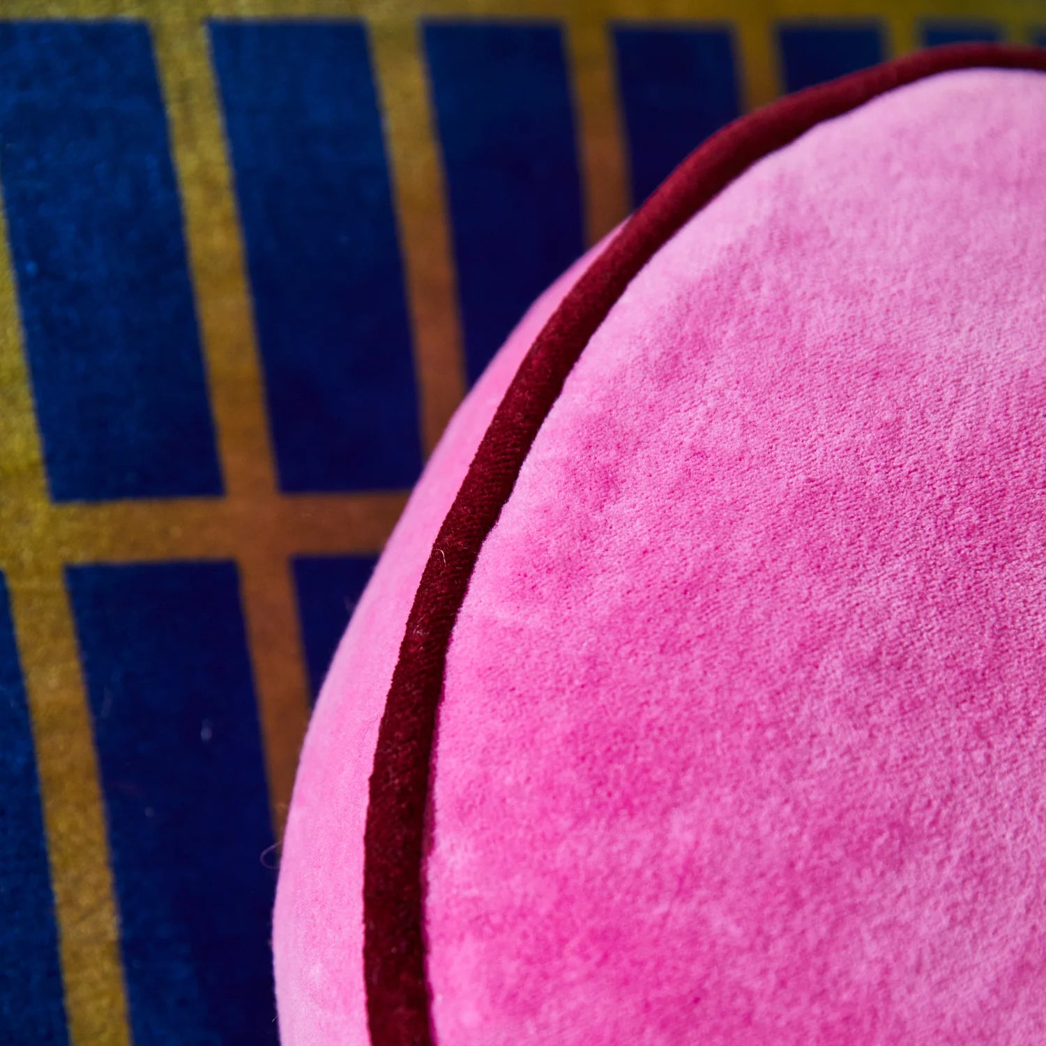 Sage and Clare Castilo Round Velvet Cushion - Fuchsia