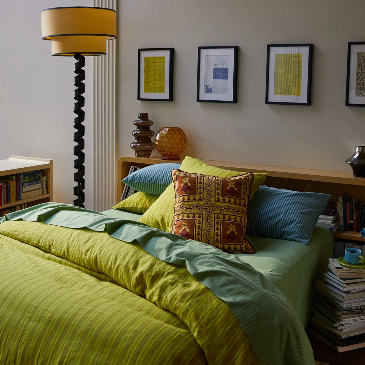 Sage and Clare Claire Reversible Cushion - Mustard