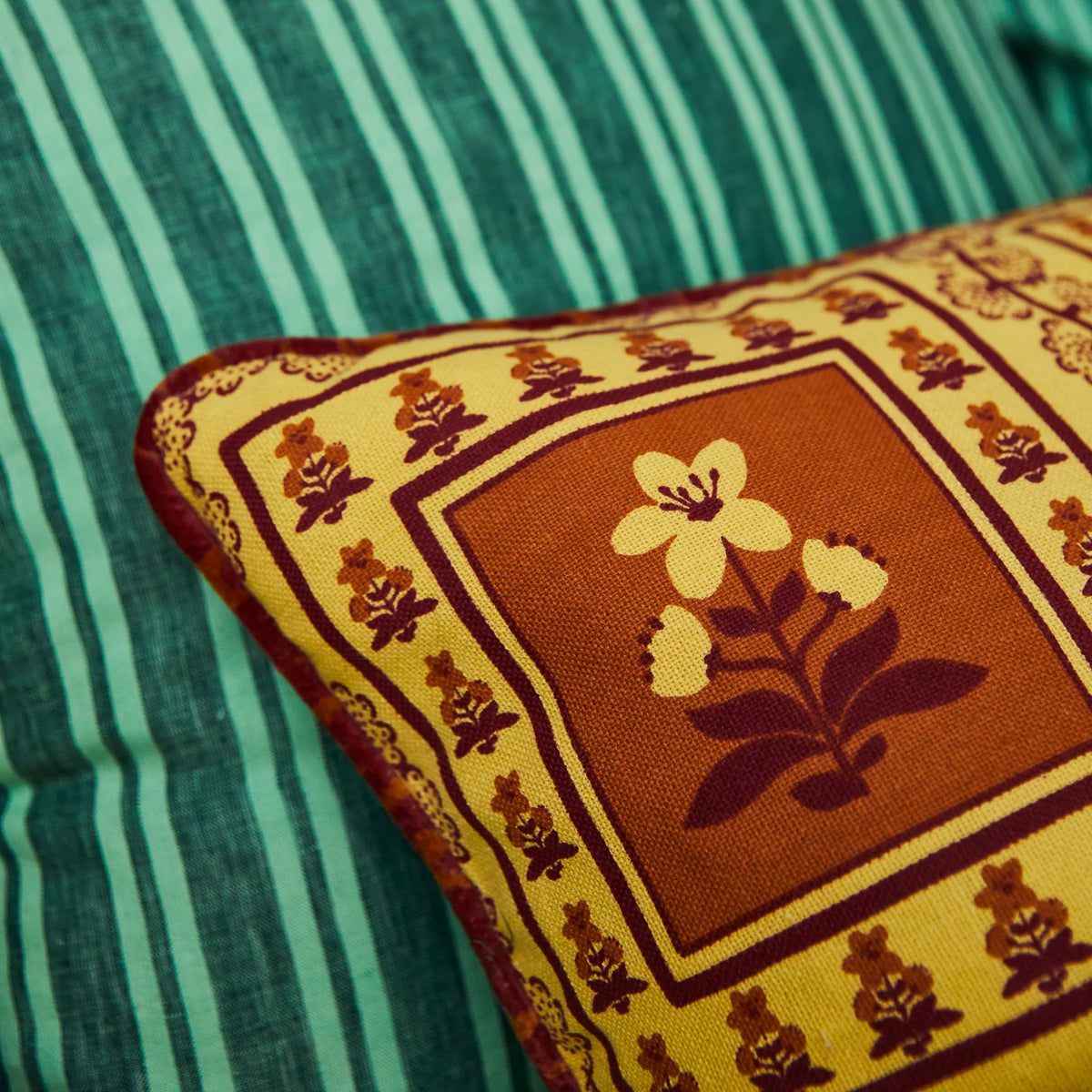 Sage and Clare Claire Reversible Cushion - Mustard