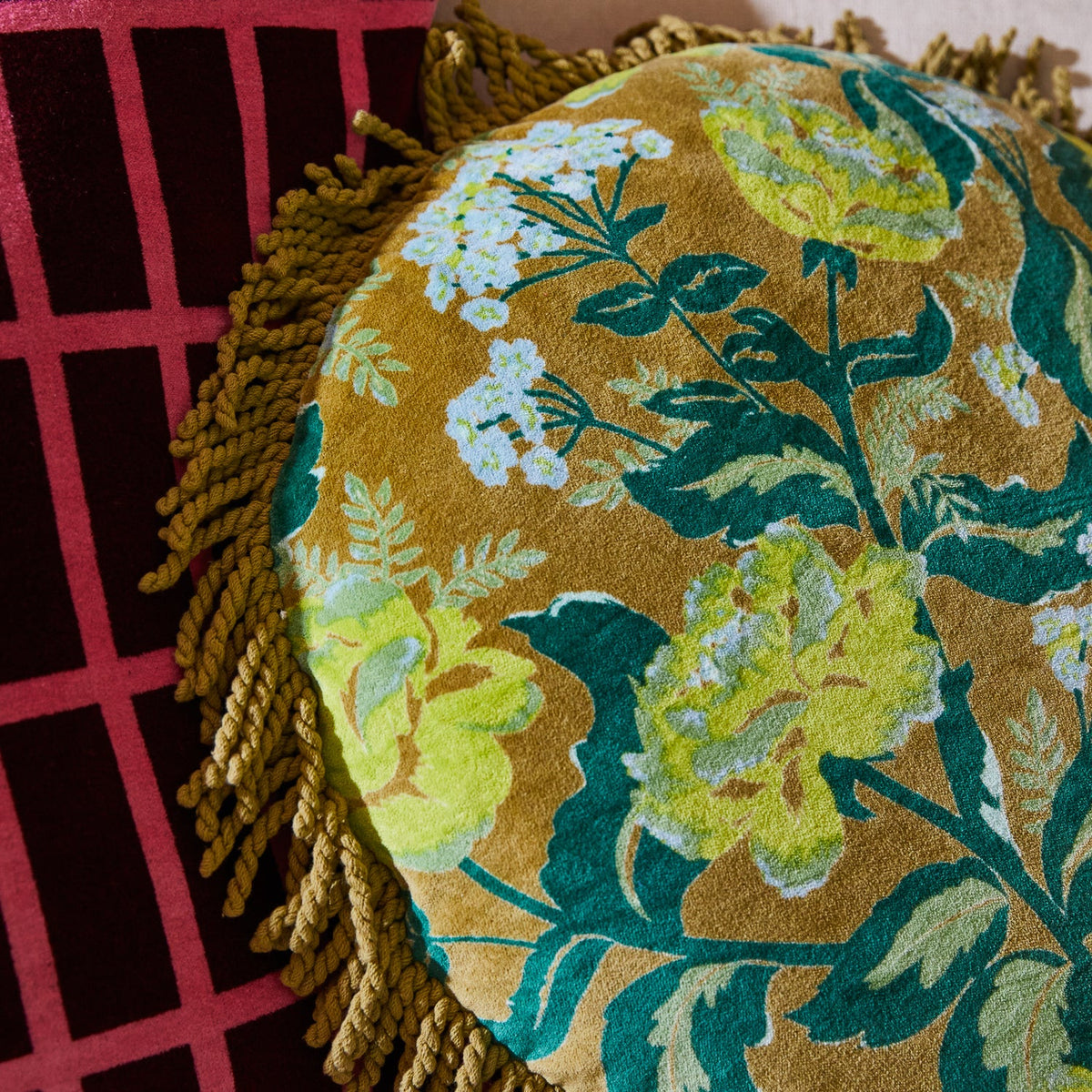 Sage and Clare Margot Velvet Cushion - Olive