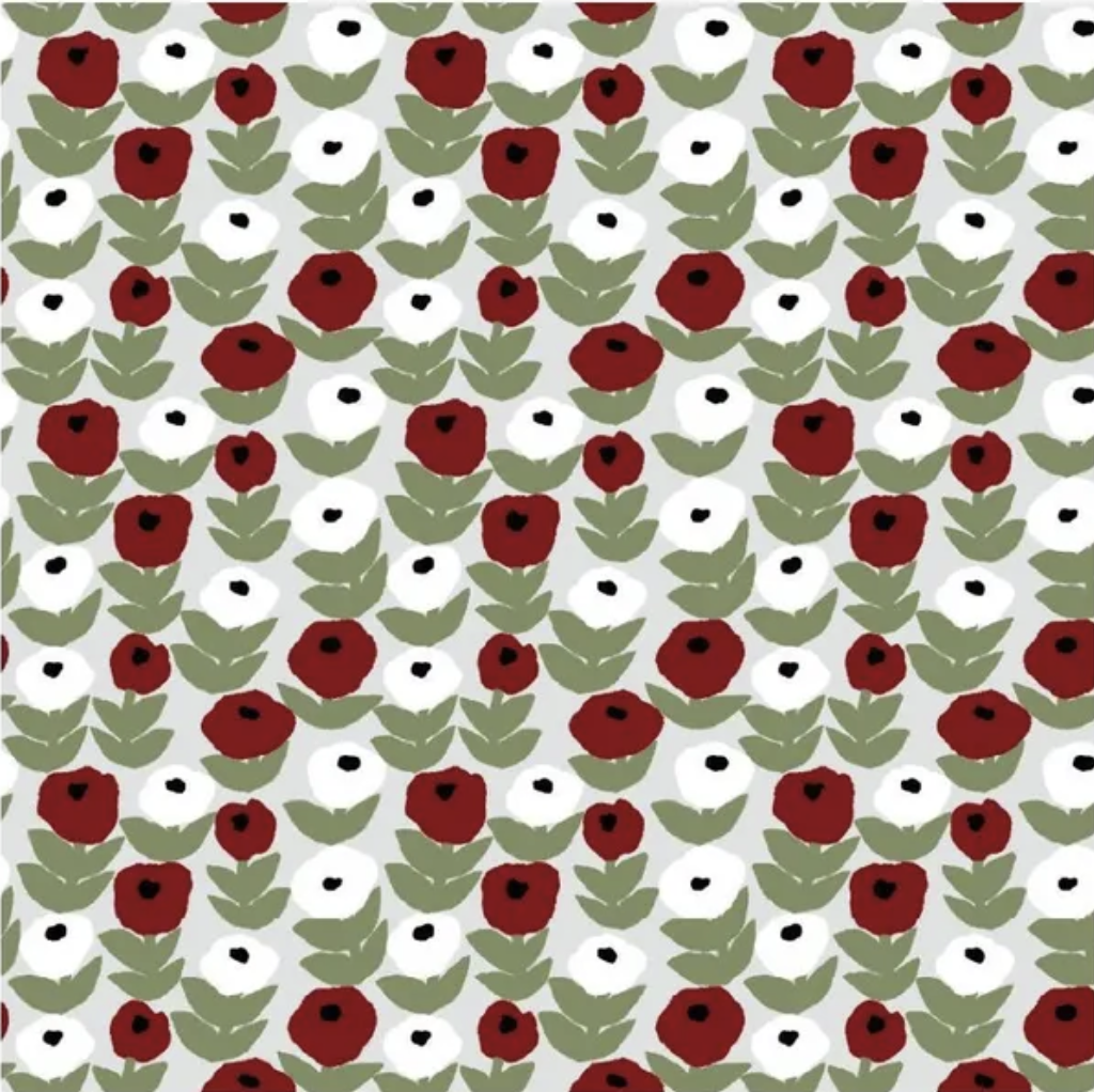 Havi Cocktail Napkin - Flora Green Red