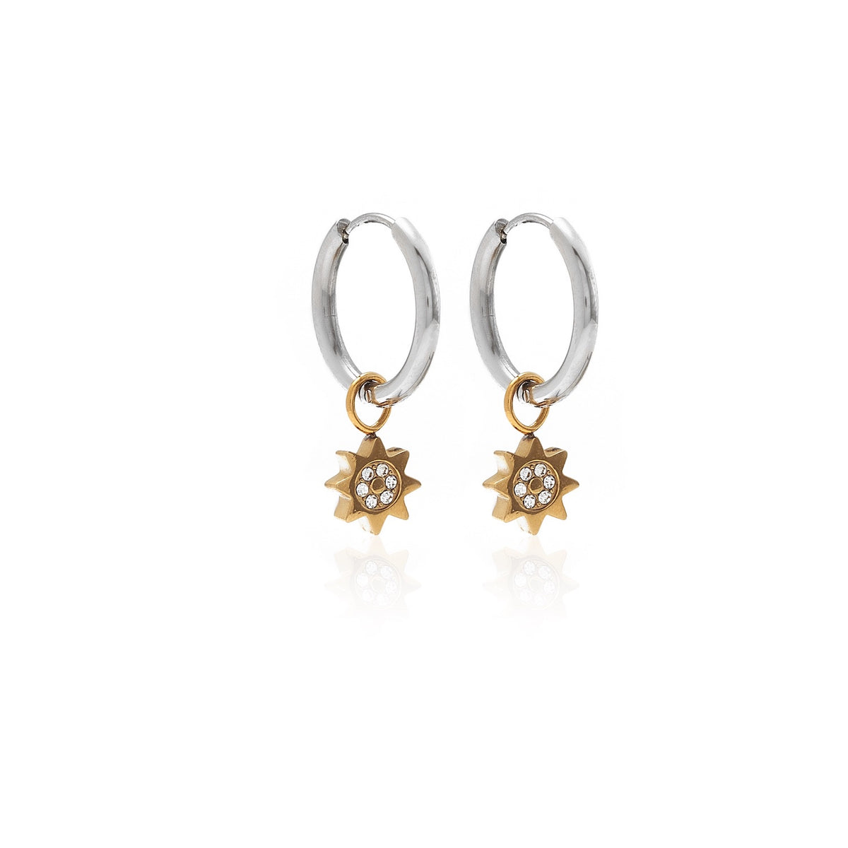Silk &amp; Steel Nova Hoop Earrings - Silver/Gold