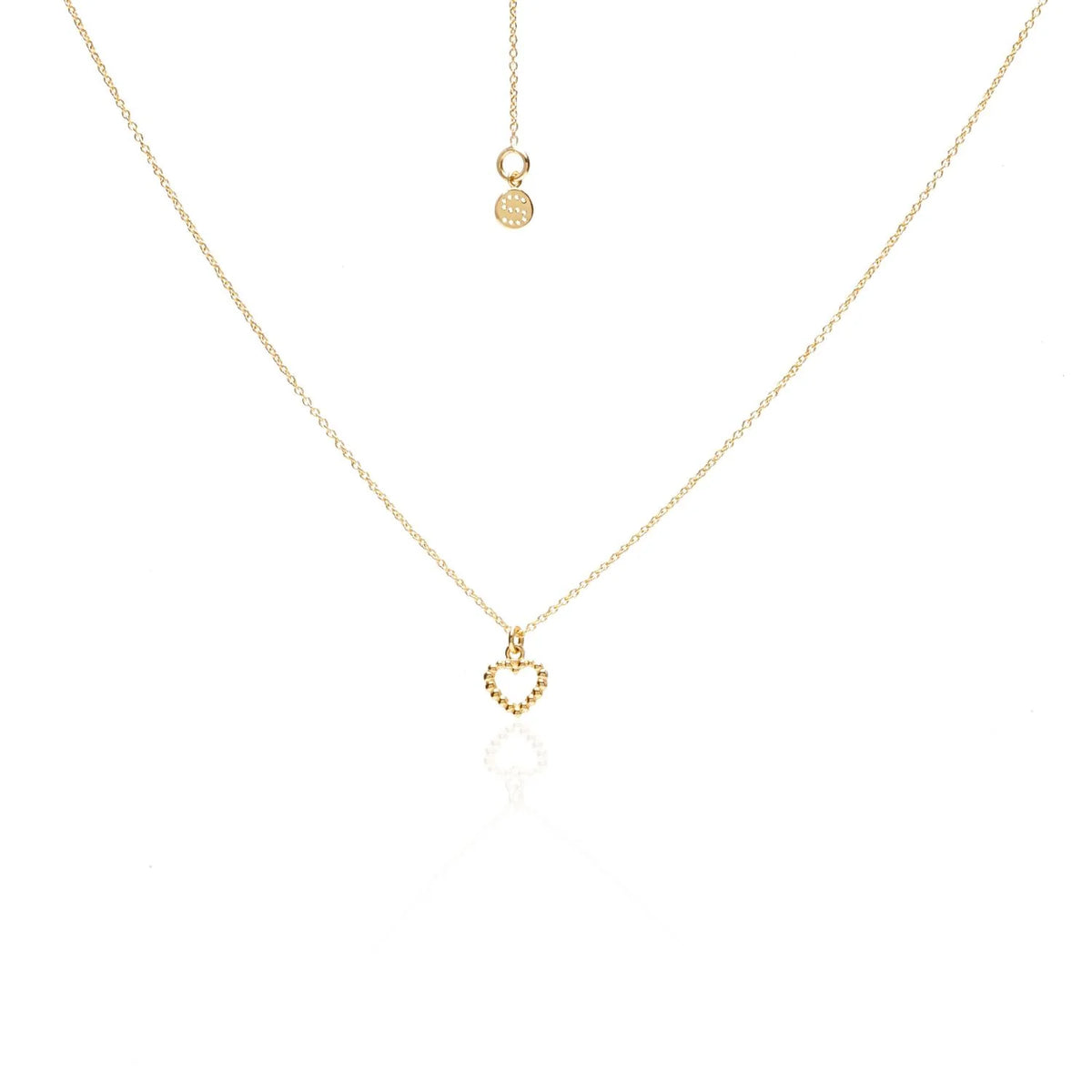 Silk &amp; Steel  Superfine Mini Cutout Heart Necklace - Gold