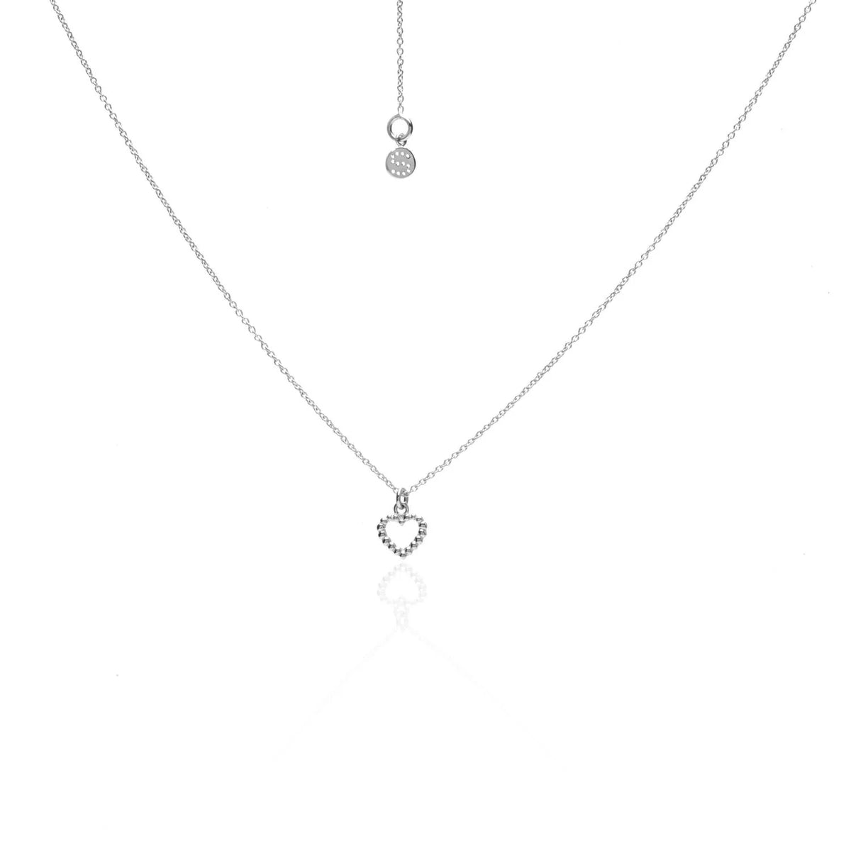 Silk &amp; Steel Superfine Mini Cutout Heart Necklace - Silver