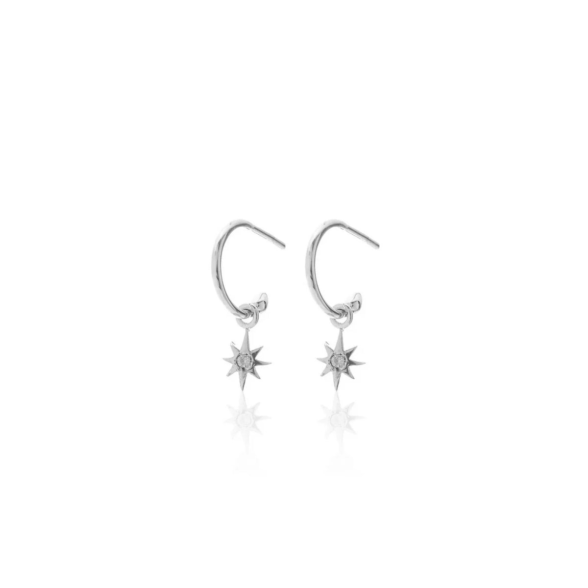 Silk &amp; Steel Superfine Star Hoops - Silver
