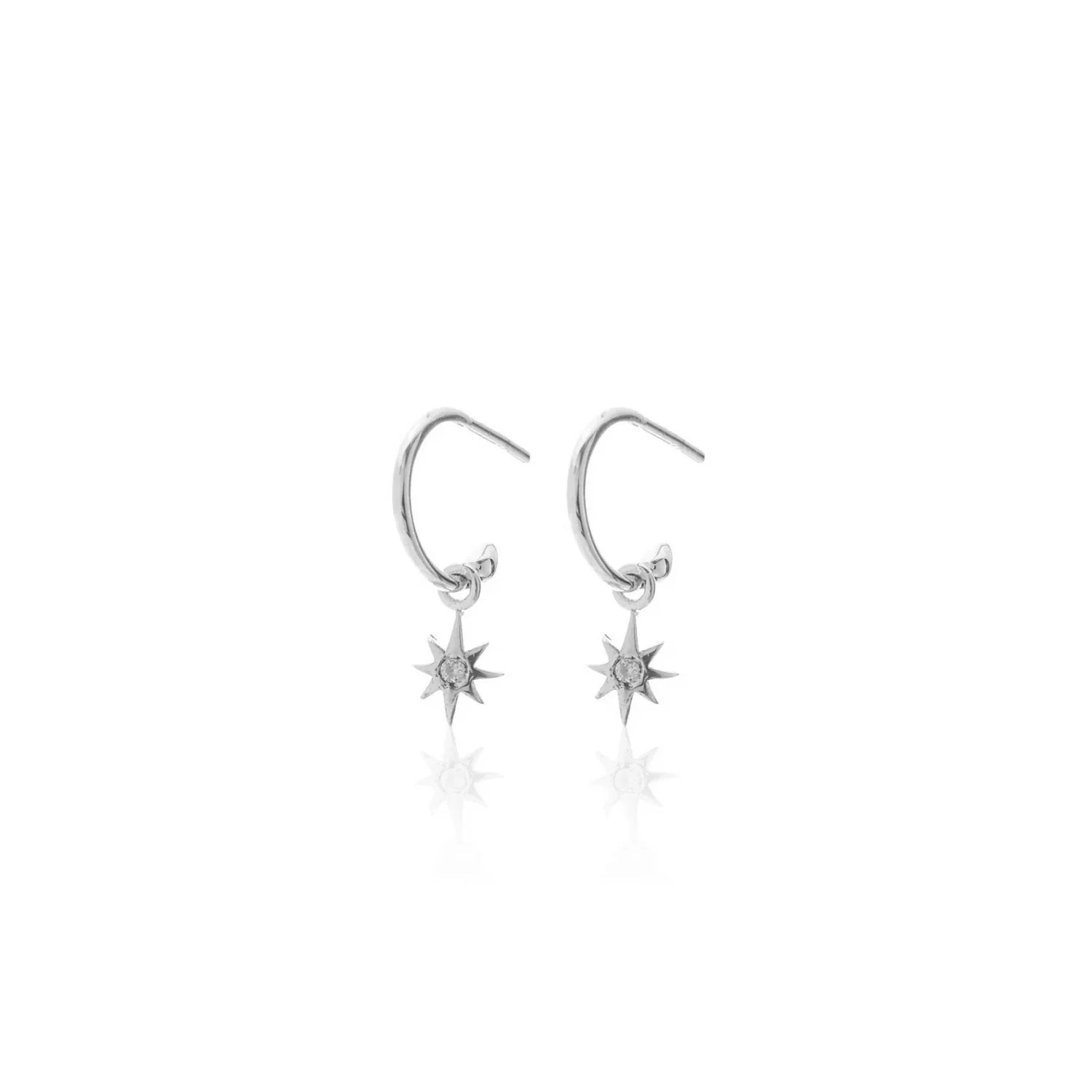Silk & Steel Superfine Star Hoops - Silver