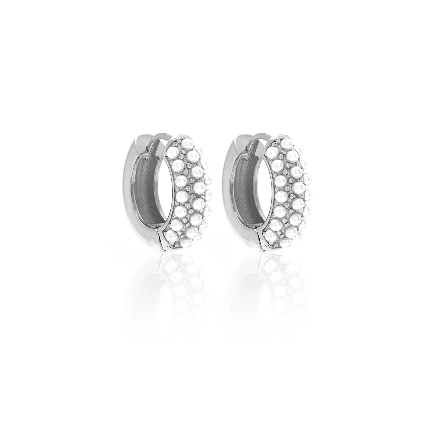 Silk & Steel Amara Hoop Earrings - Pearl/Silver