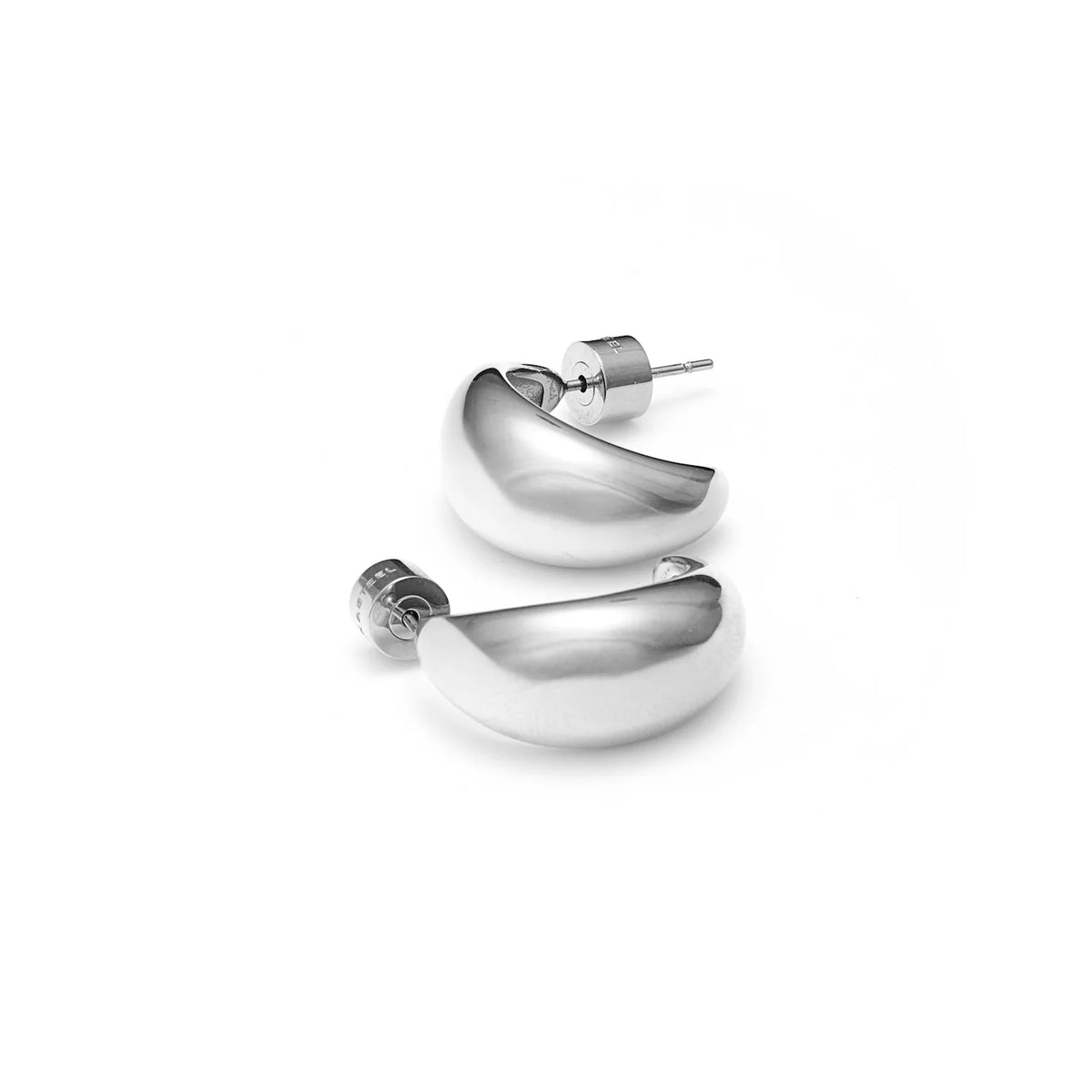 Silk & Steel Dynamic Medium Hoop Earring - Silver
