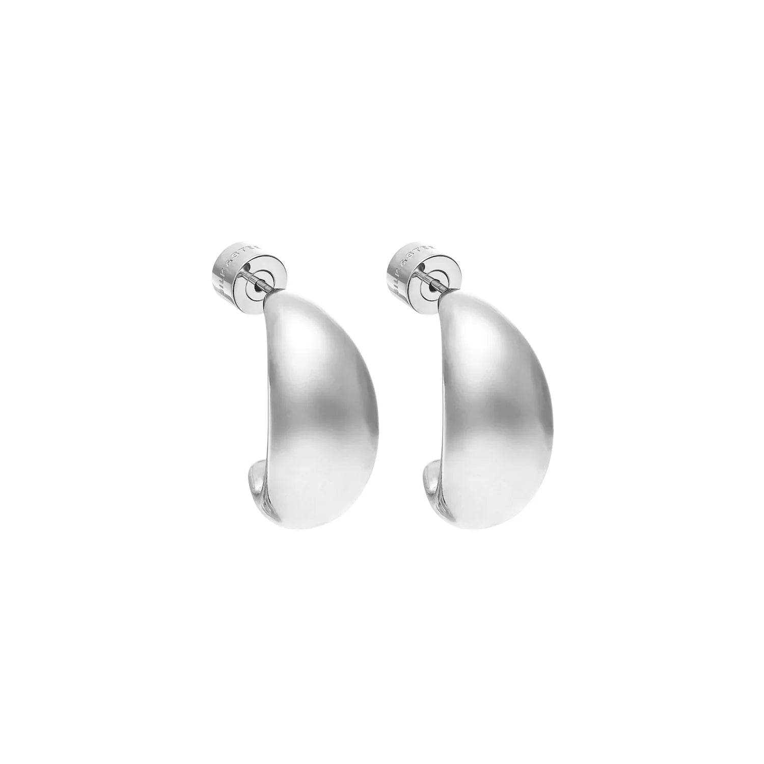 Silk & Steel Dynamic Medium Hoop Earring - sivler