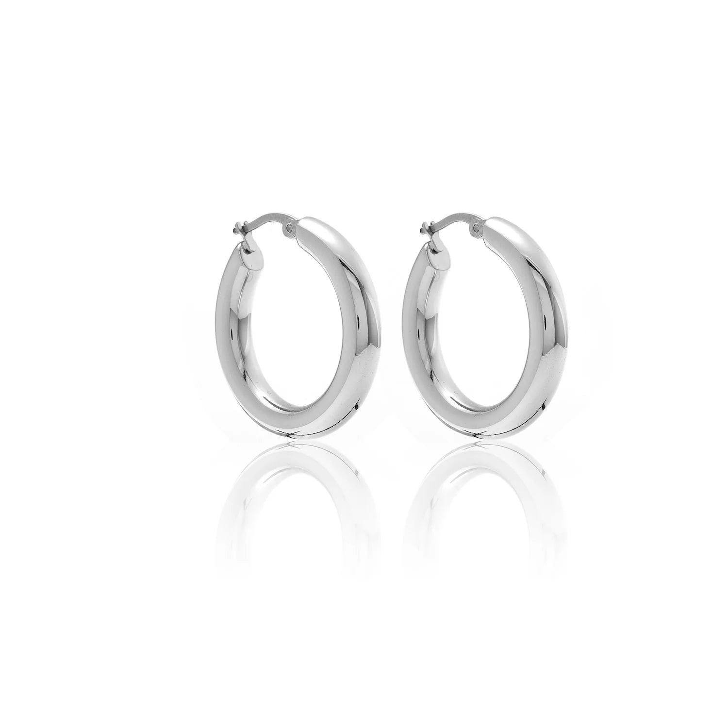 Silk & Steel Halo Hoop Earrings Large - Silver
