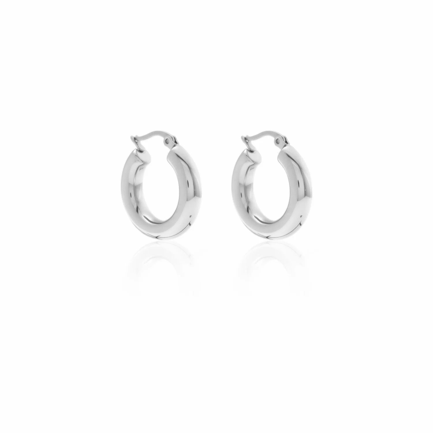 Silk & Steel Halo Hoop Earrings Medium - Silver