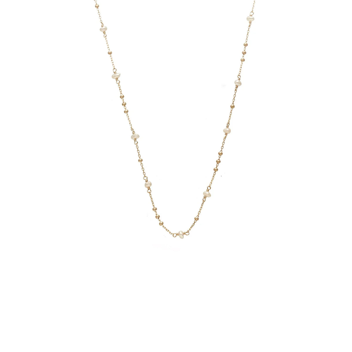 Silk & Steel Superfine Dotty Pearl Necklace - Gold