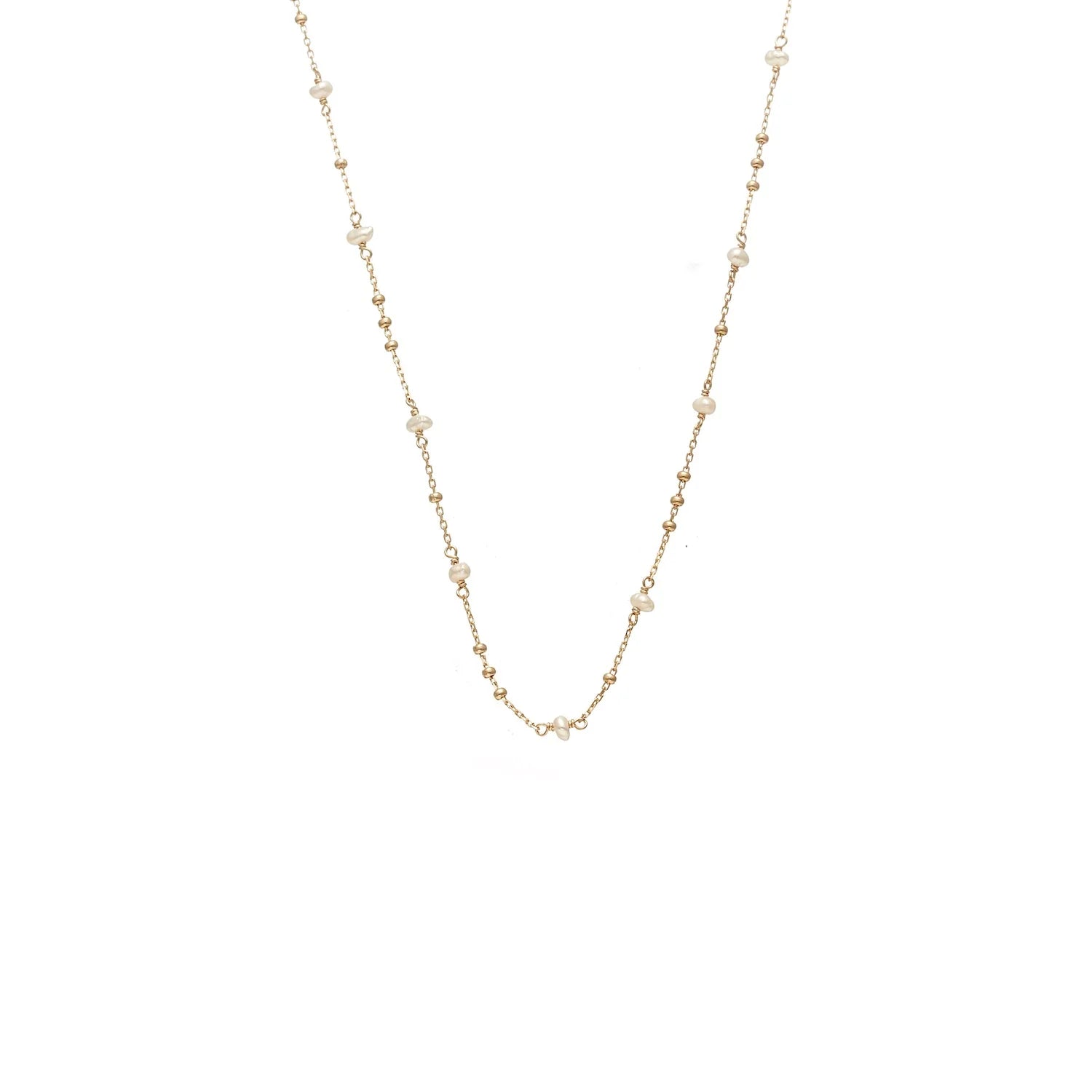 Silk & Steel Superfine Dotty Pearl Necklace - Gold