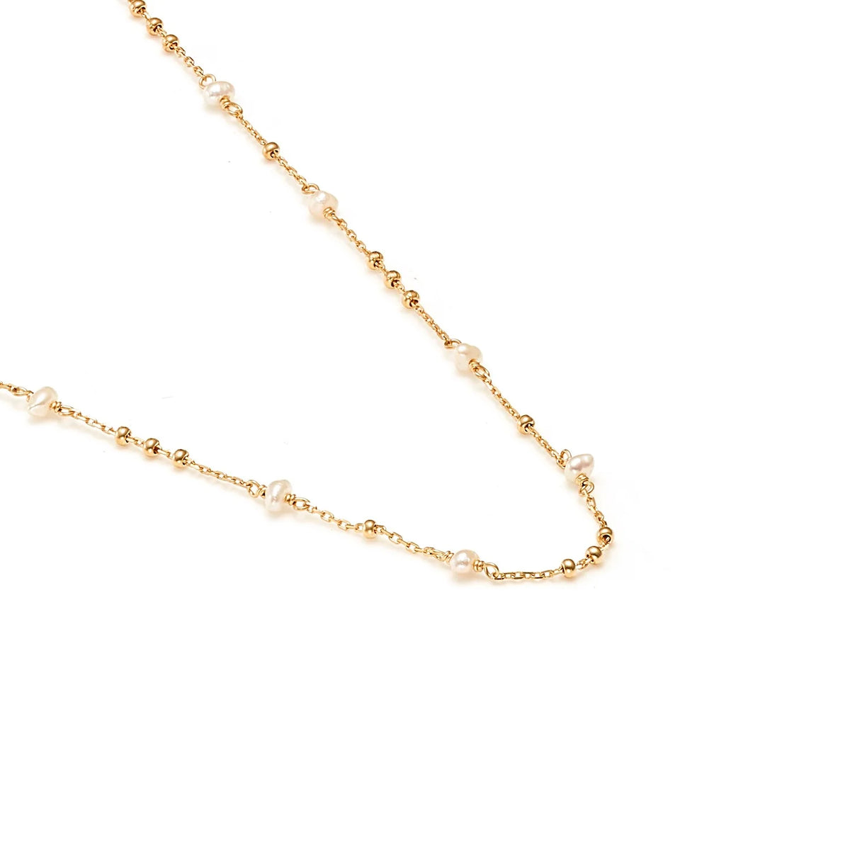 Silk &amp; Steel Superfine Dotty Pearl Necklace - Gold