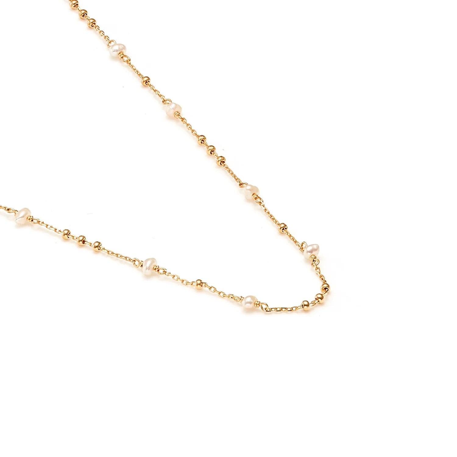 Silk & Steel Superfine Dotty Pearl Necklace - Gold