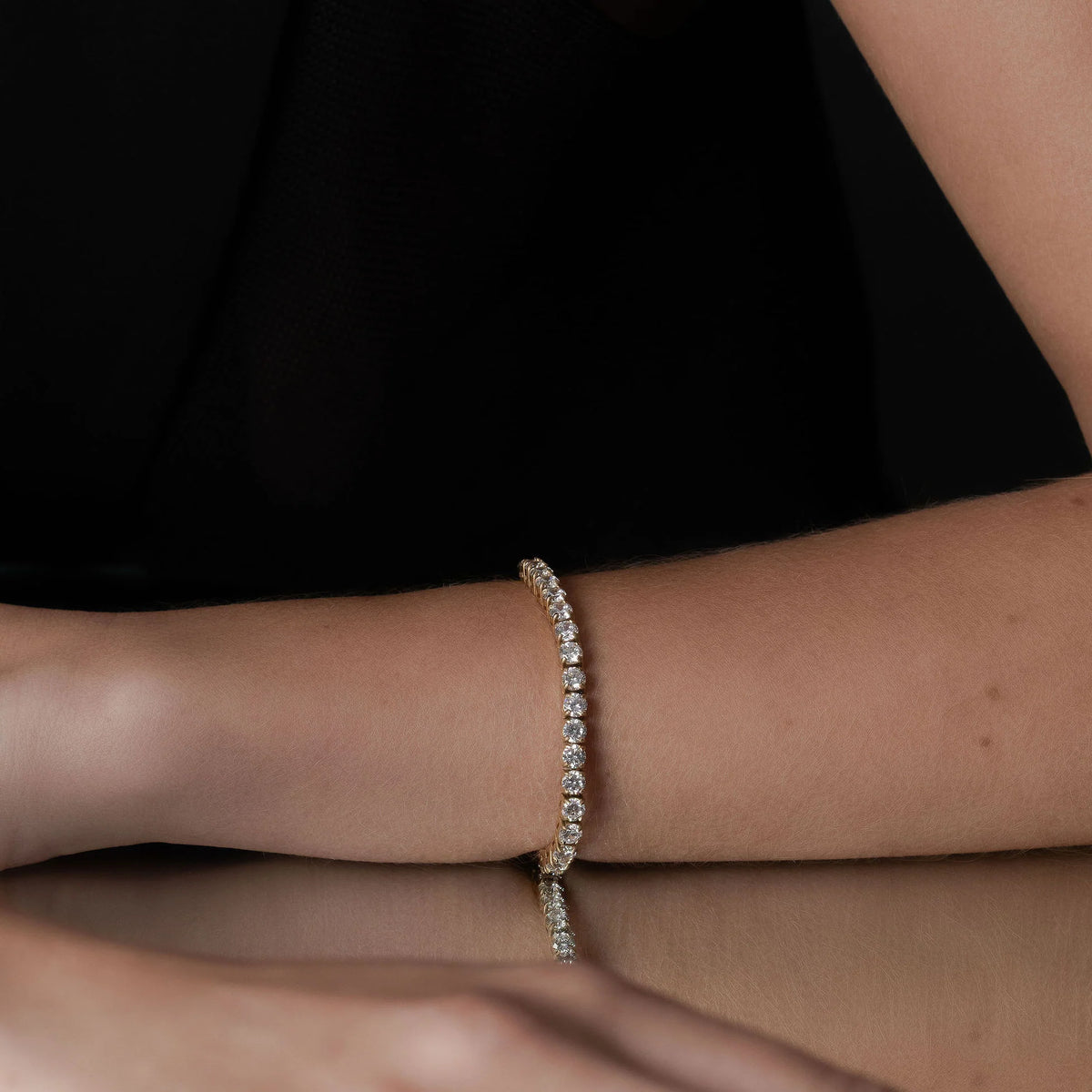 Silk &amp; Steel Tennis Bracelet - Gold