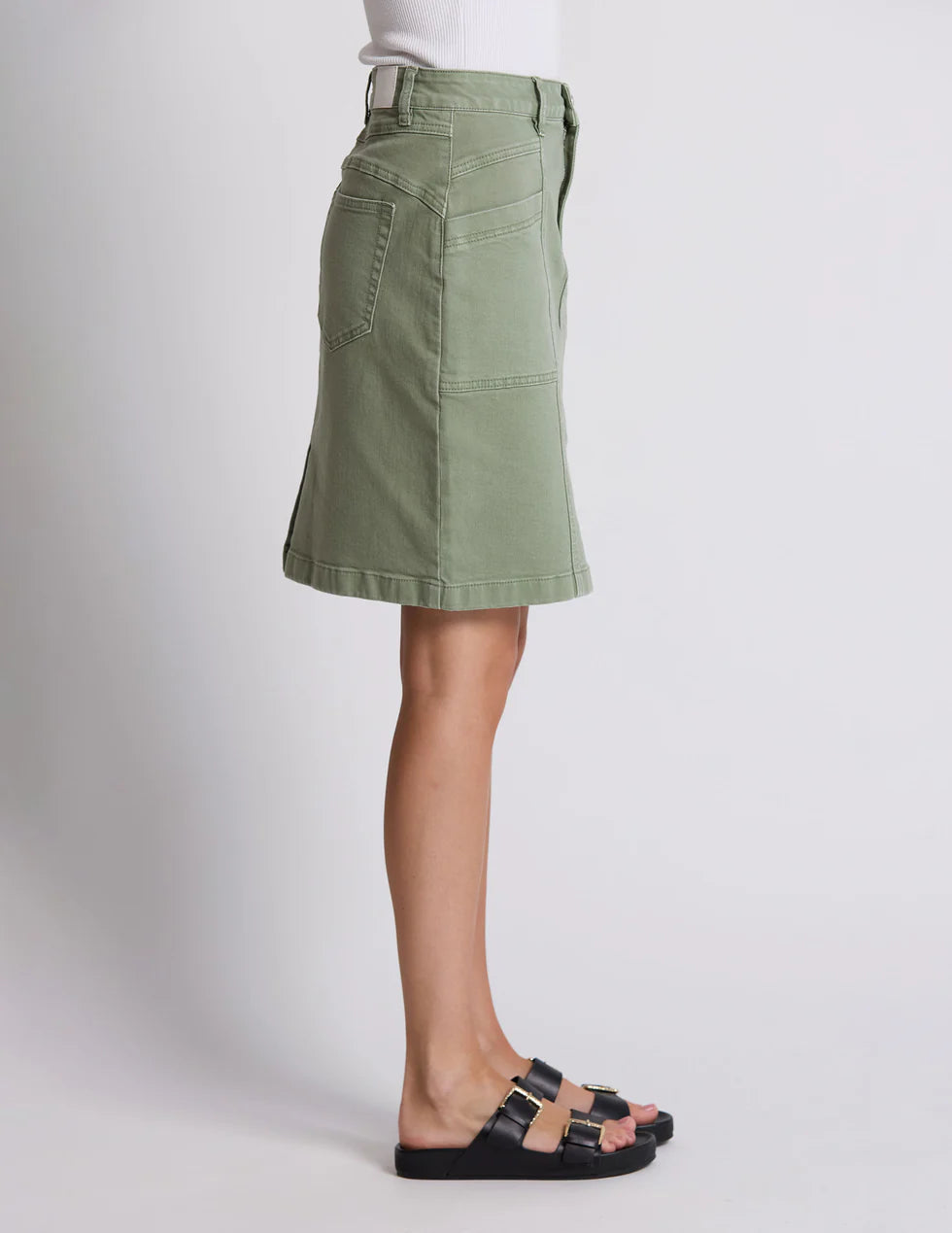 Stella and Gemma Strike Skirt - Khaki Denim
