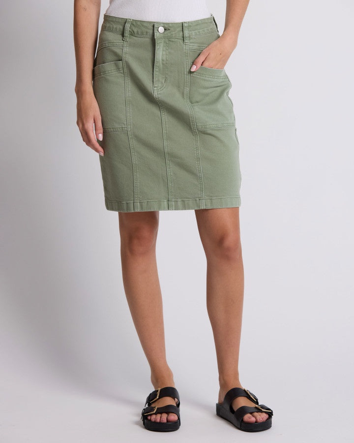 Stella and Gemma Strike Skirt - Khaki Denim