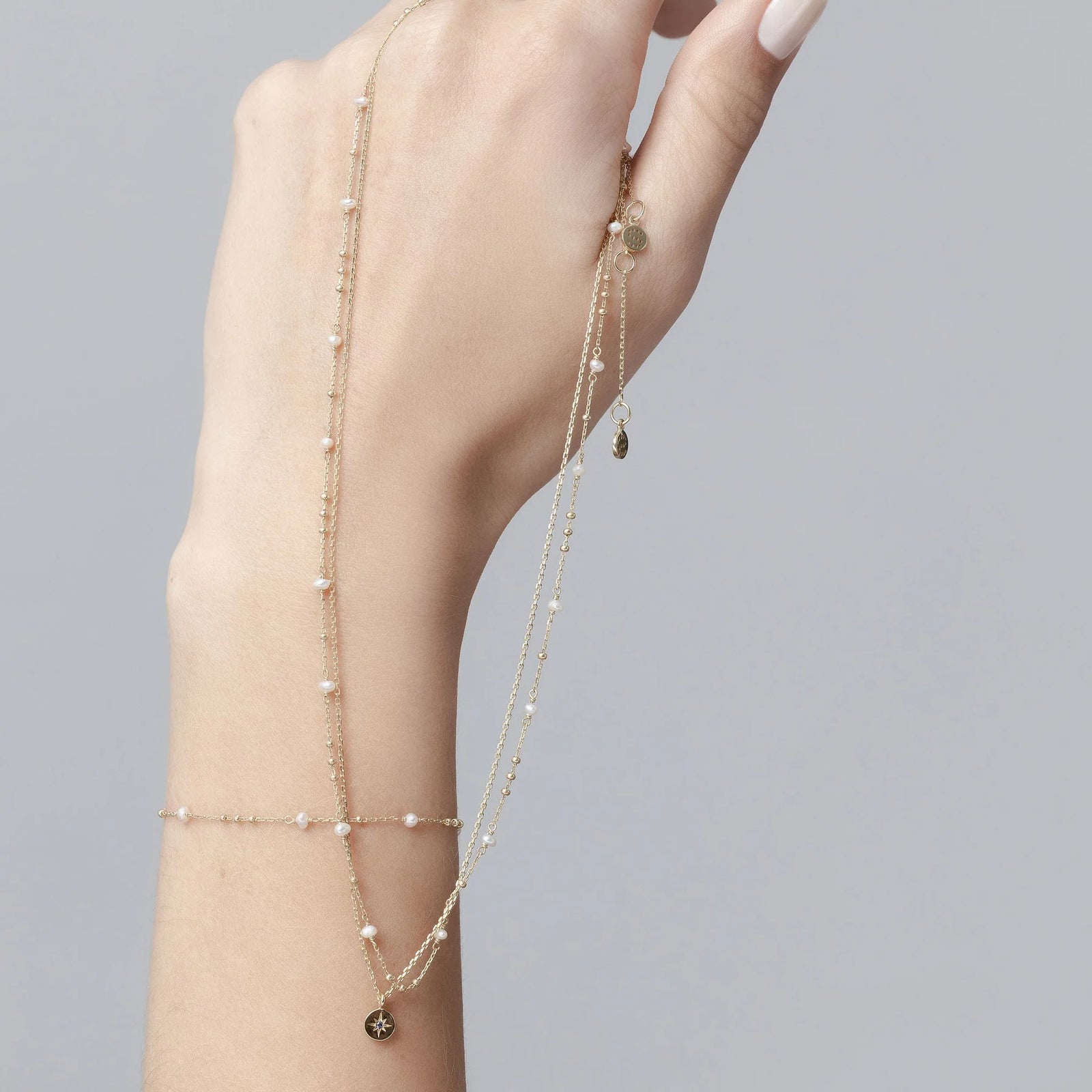 Silk & Steel Superfine Dotty Pearl Necklace - Gold