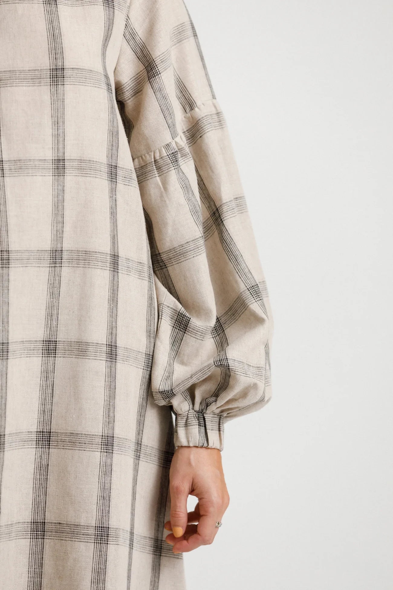 Thing Thing Billowing Dress - Oat Plaid