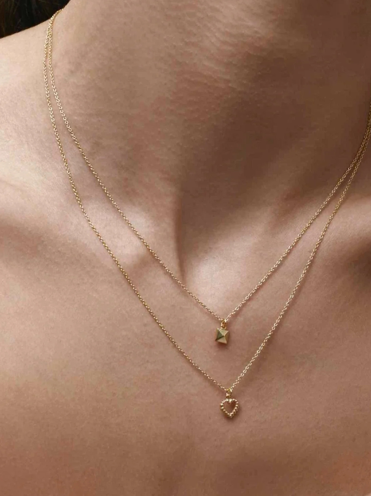 Silk &amp; Steel  Superfine Mini Cutout Heart Necklace - Gold