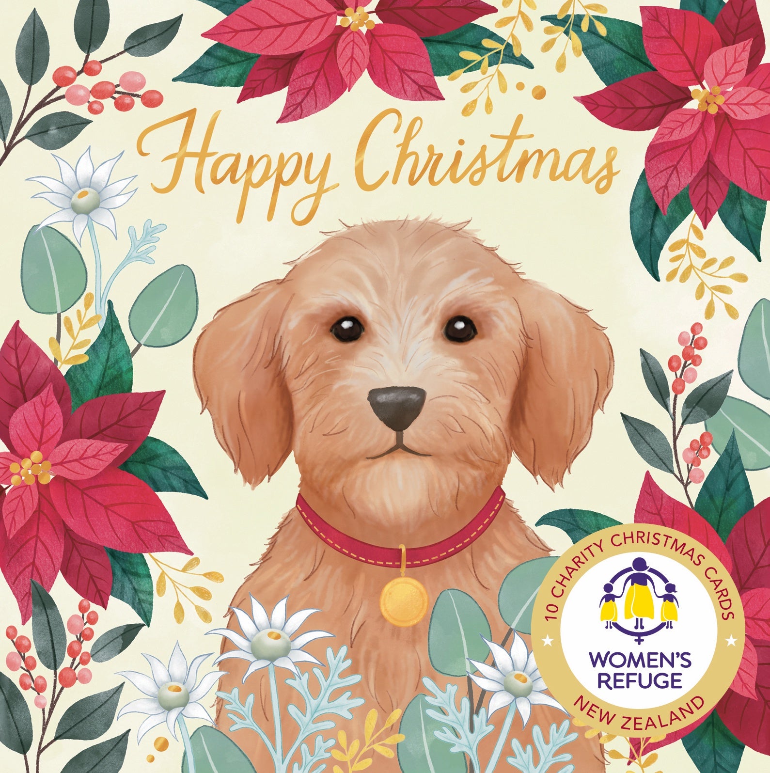 Women's Refuge Xmas Card 10pk - Christmas Dog