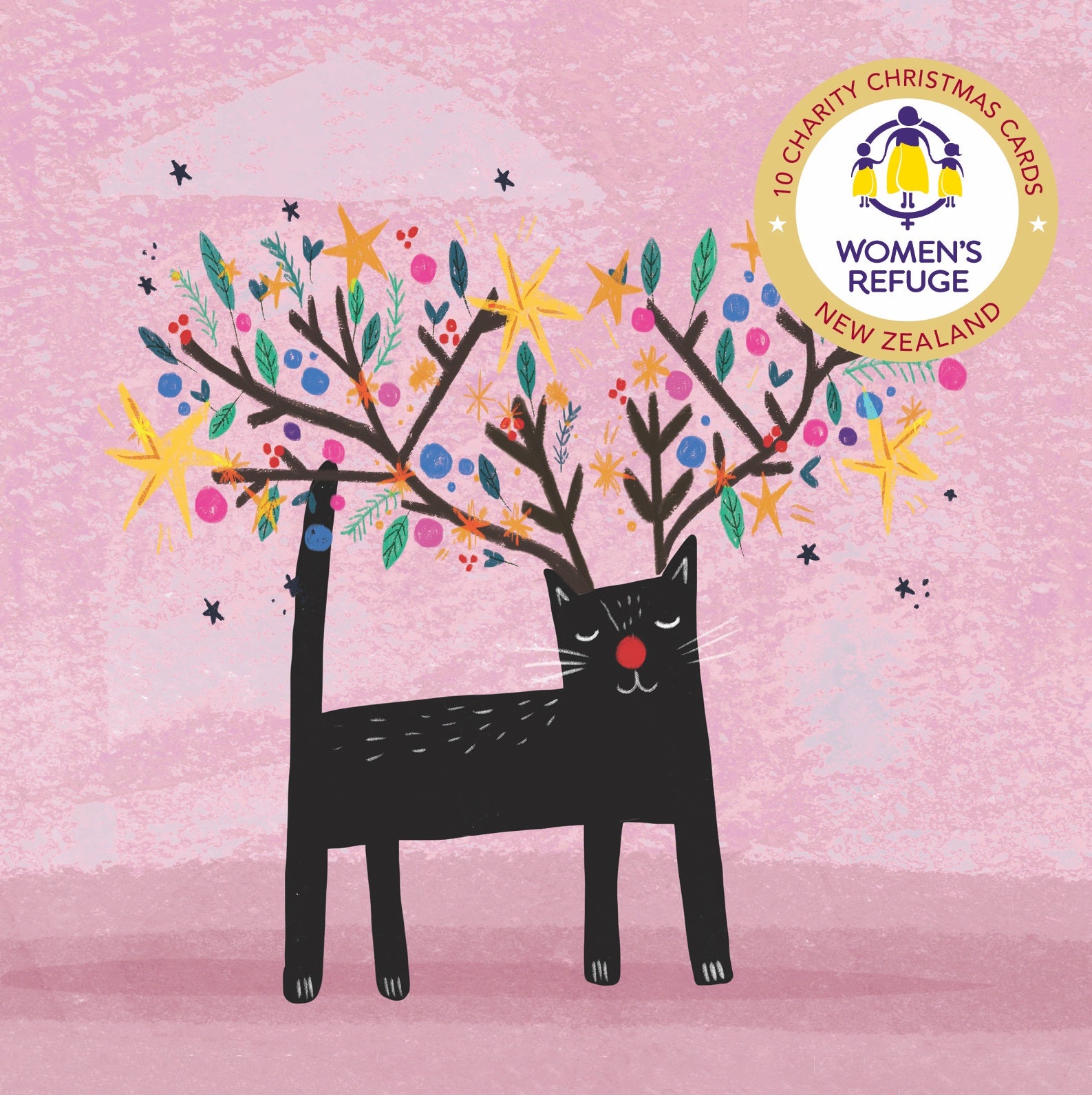 Women's Refuge Xmas Card 10pk - Festive Cat