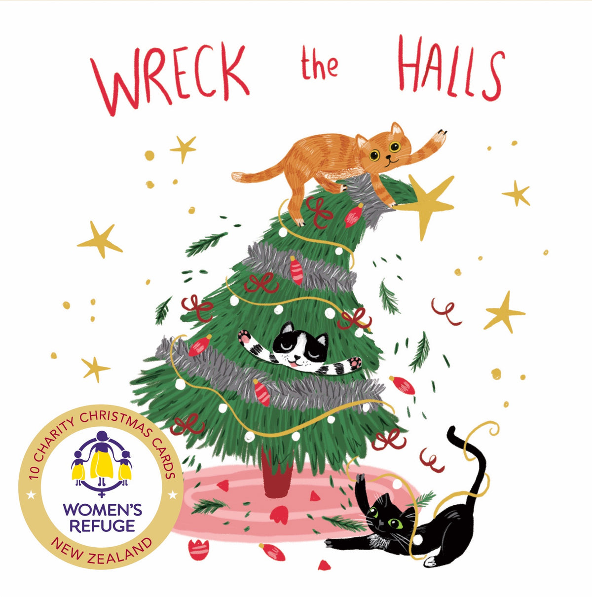 Women&#39;s Refuge Xmas Card 10pk - Wreck The Halls